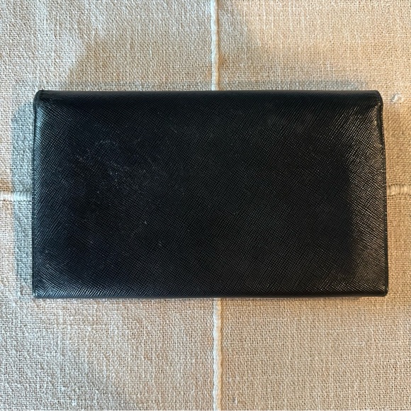 Prada | Portafoglio Portamon Saffiano Leather Nero Long Snap Button Wallet - Picture 5 of 16